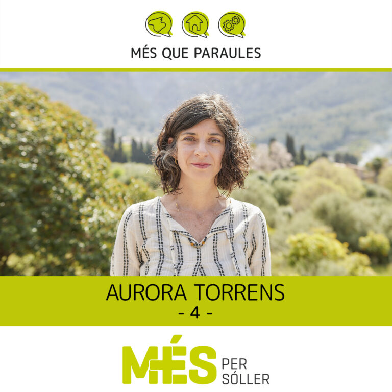 Dona, amiga, mare, companya i feminista… Som moltes coses alhora i totes me defineixen i em fan ser com som. Després d’intentar esbrinar quin percentatge ha d’ocupar cada aspecte en la meva vida, he arribat a la conclusió que no podem compartimentar, que cal integrar totes les maneres de viure i de sentir en tot allò que feim. Per aquest motiu m’afegesc al projecte de Més per Sóller, per ajudar a impulsar una nova manera de fer política, d’entendre les necessitats del poble i de fer feina en equip aportant capacitat de feina, empatia i, sense cap dubte, la mirada lila.